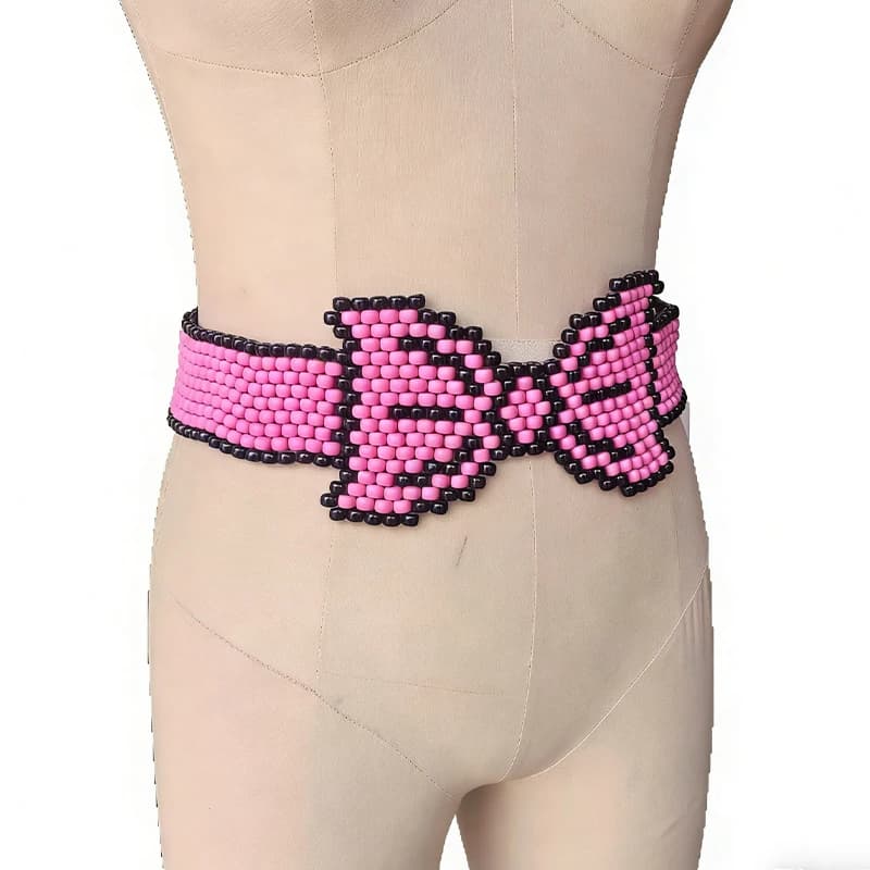 Tenue de festival rave pour femme, harnais de taille bohème pour femme, ceinture Kandi à nœud papillon, ceinture perlée rose