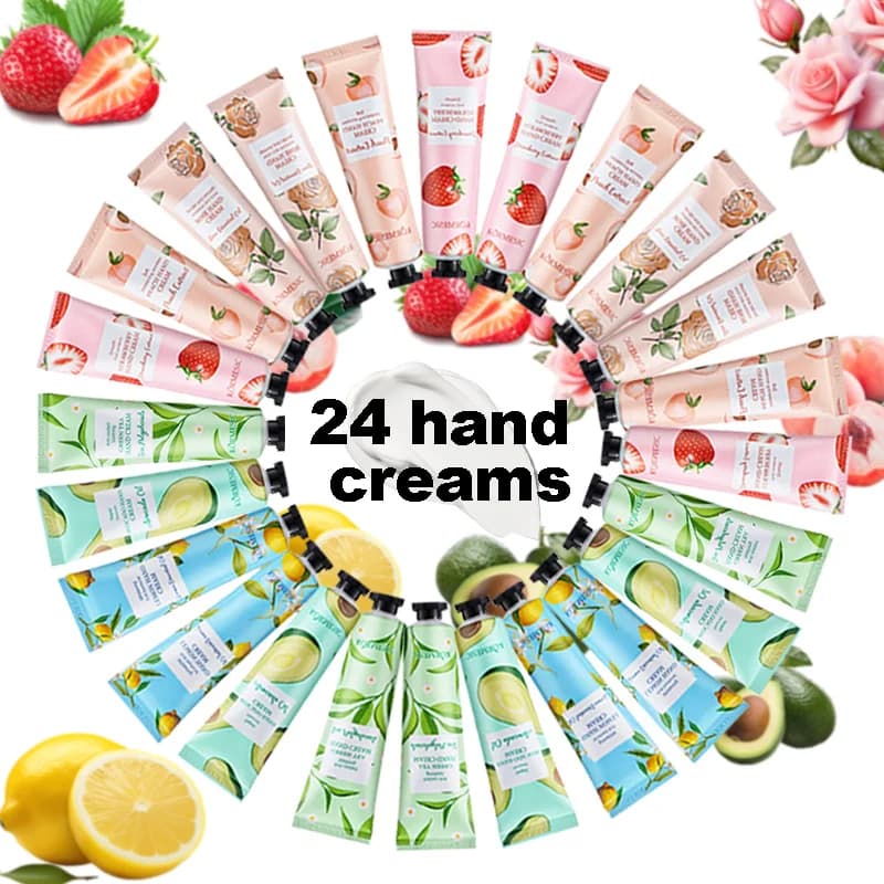 24 pièces de crème pour les mains, hydratante et hydratante, nourrit et soin des mains, prévient la sécheresse et les fissures en automne et en hiver