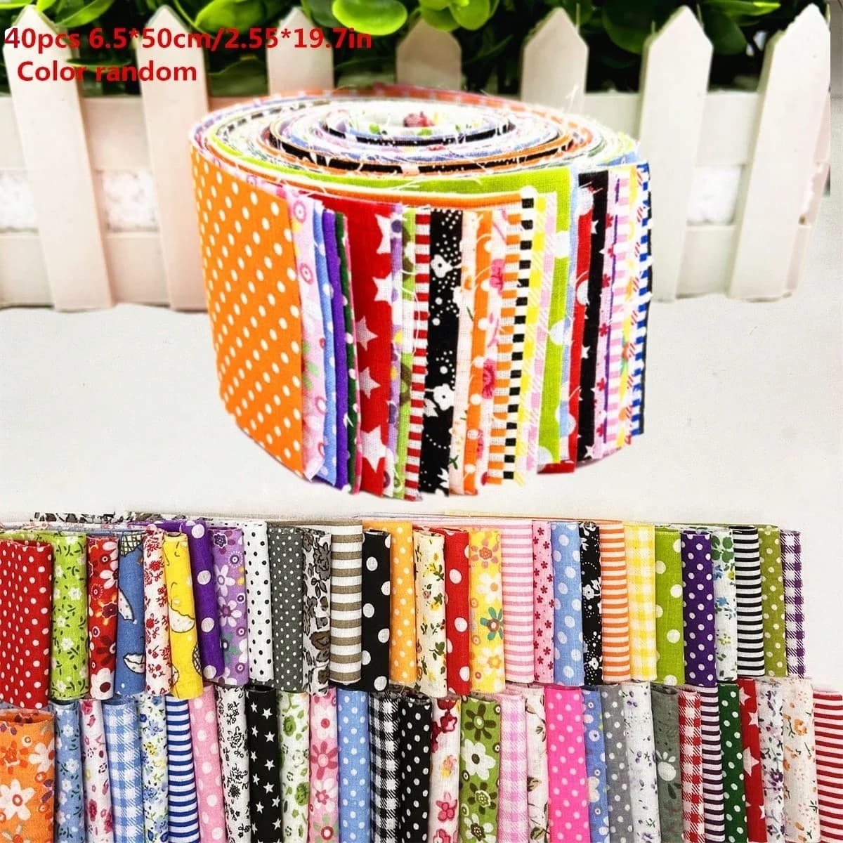 40 pièces coloré imprimé 6.5x50CM matériel de couture coton gelée rouleaux bandes plaine tissu bricolage Patchwork Quilting décoration