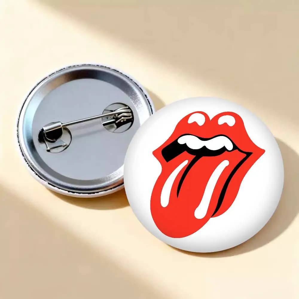 Badge en fer blanc R-rolling S-Stones band, personnalisé, thème Anime, style rétro, broche, badge de col dessin animé, bijou, cadeau pour fans