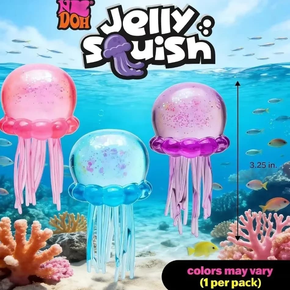 Jouet Squishy Méduse et Cube, Jouet Anti-Stress en Gel Doux à Presser, NeeDoh Sensoriel pour Enfants et Adultes