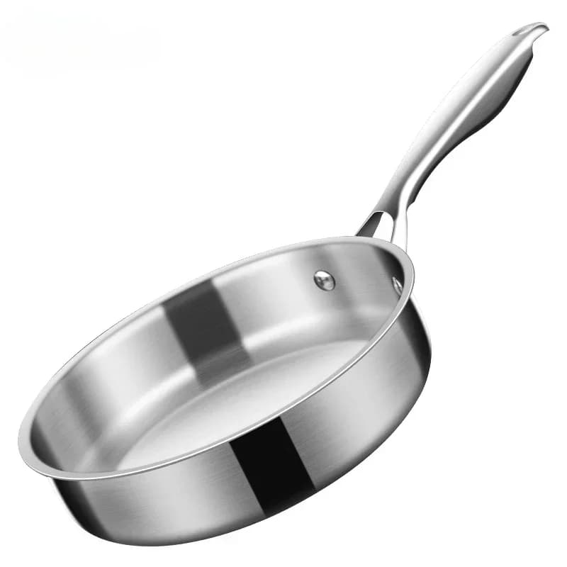 Poêle à frire en acier inoxydable, non revêtu, plat, astronomique, cuisson domestique, steak, omelette, général, 16cm, 20cm