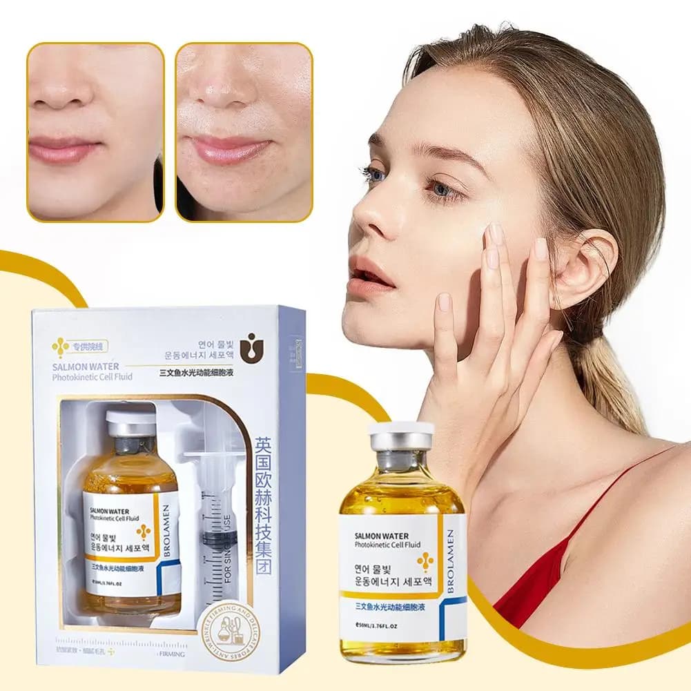 Essence de rajeunissement de la peau, sérum coréen anti-rides au saumon, renforce la fonction de barrière cutanée, hydratation continue 24 heures, soins de doigt