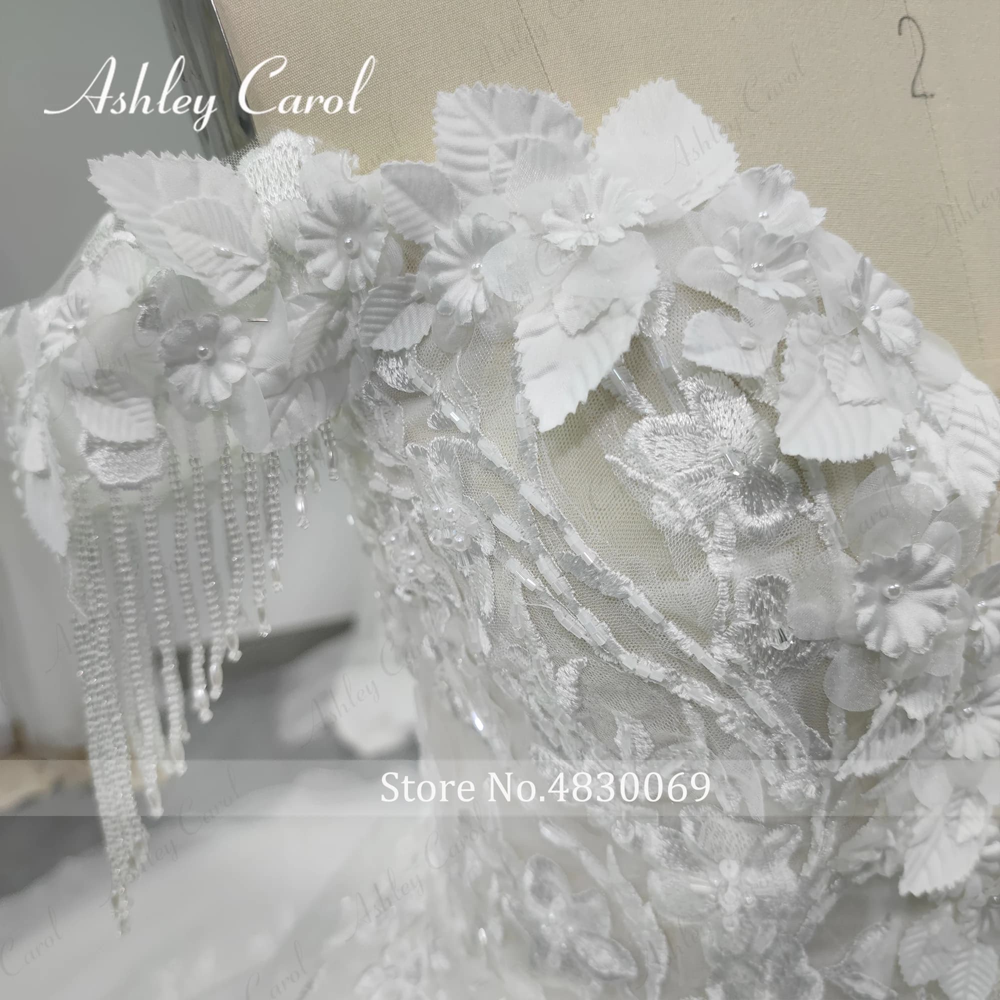 Ashley Carol robe De mariée trapèze pour femmes photos réelles chérie perles fleurs broderie robe De mariée robes De Novia