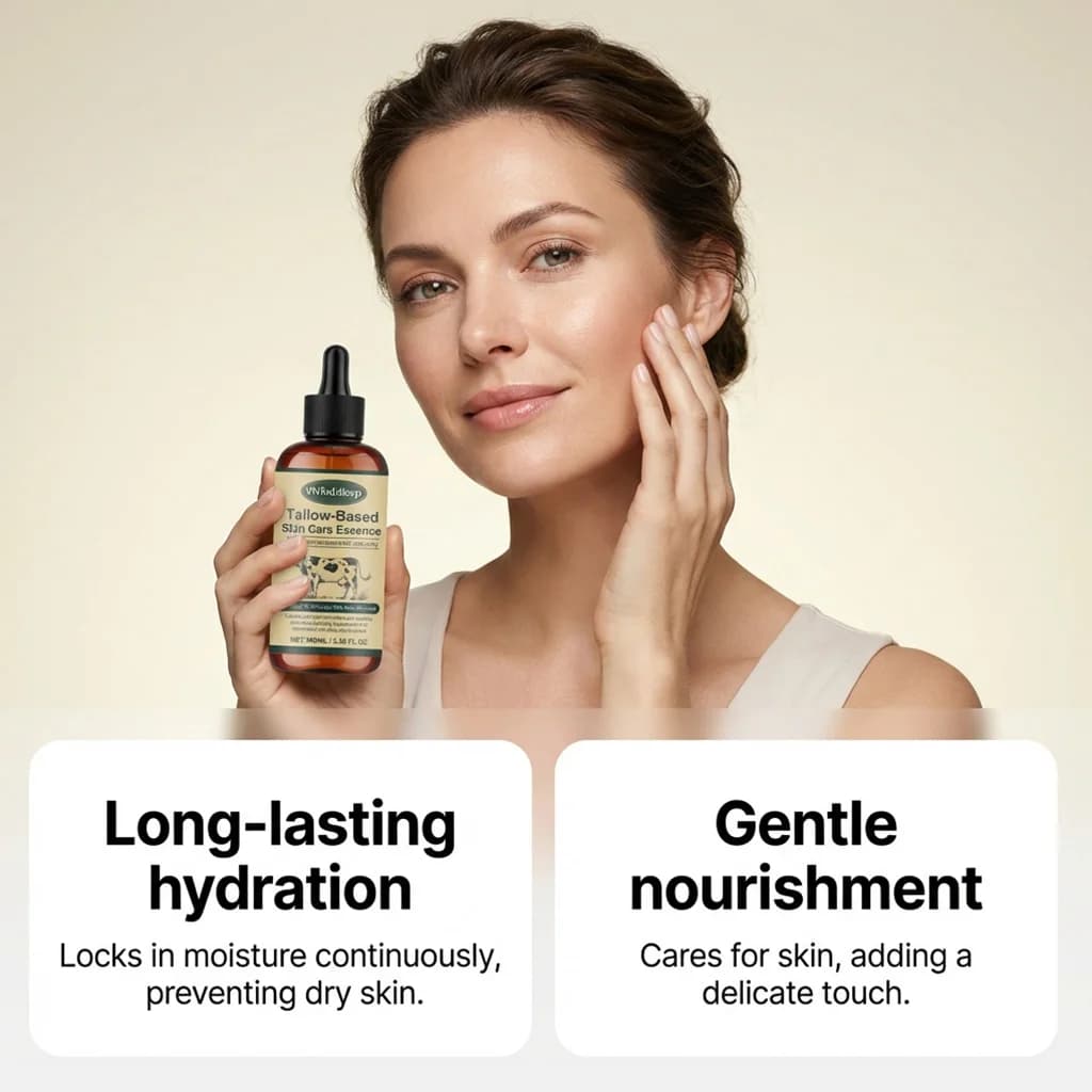 Huile pour le visage au suif de bœuf, soin hivernal, remède pour peaux sèches, hydratation intense, hydratant à base d'huile, hydratation longue durée