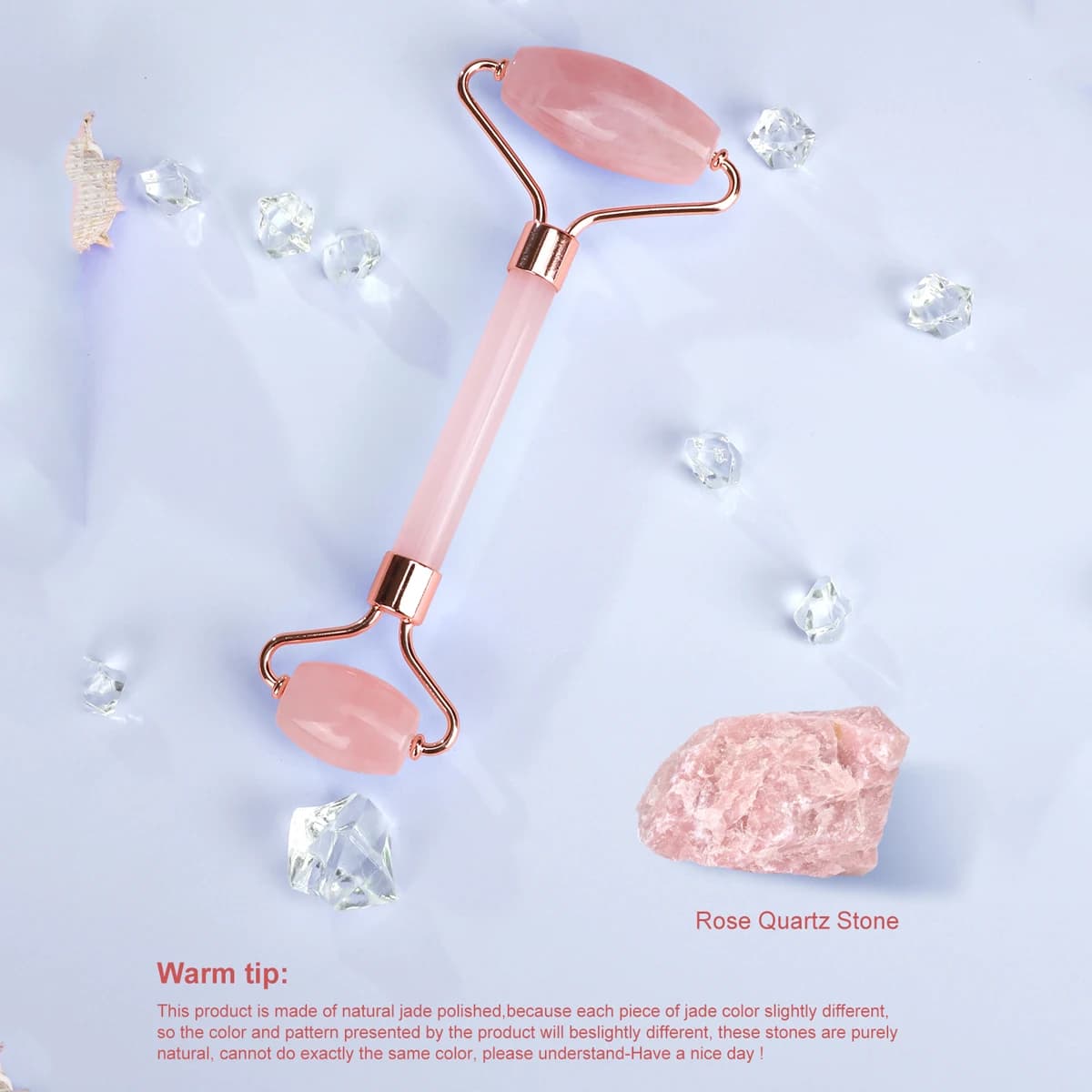 Rouleau de diversification en quartz rose, pour soins du visage, amélioration de la peau, beauté du visage, ligne fine et déformable, relaxation, 1 pièce