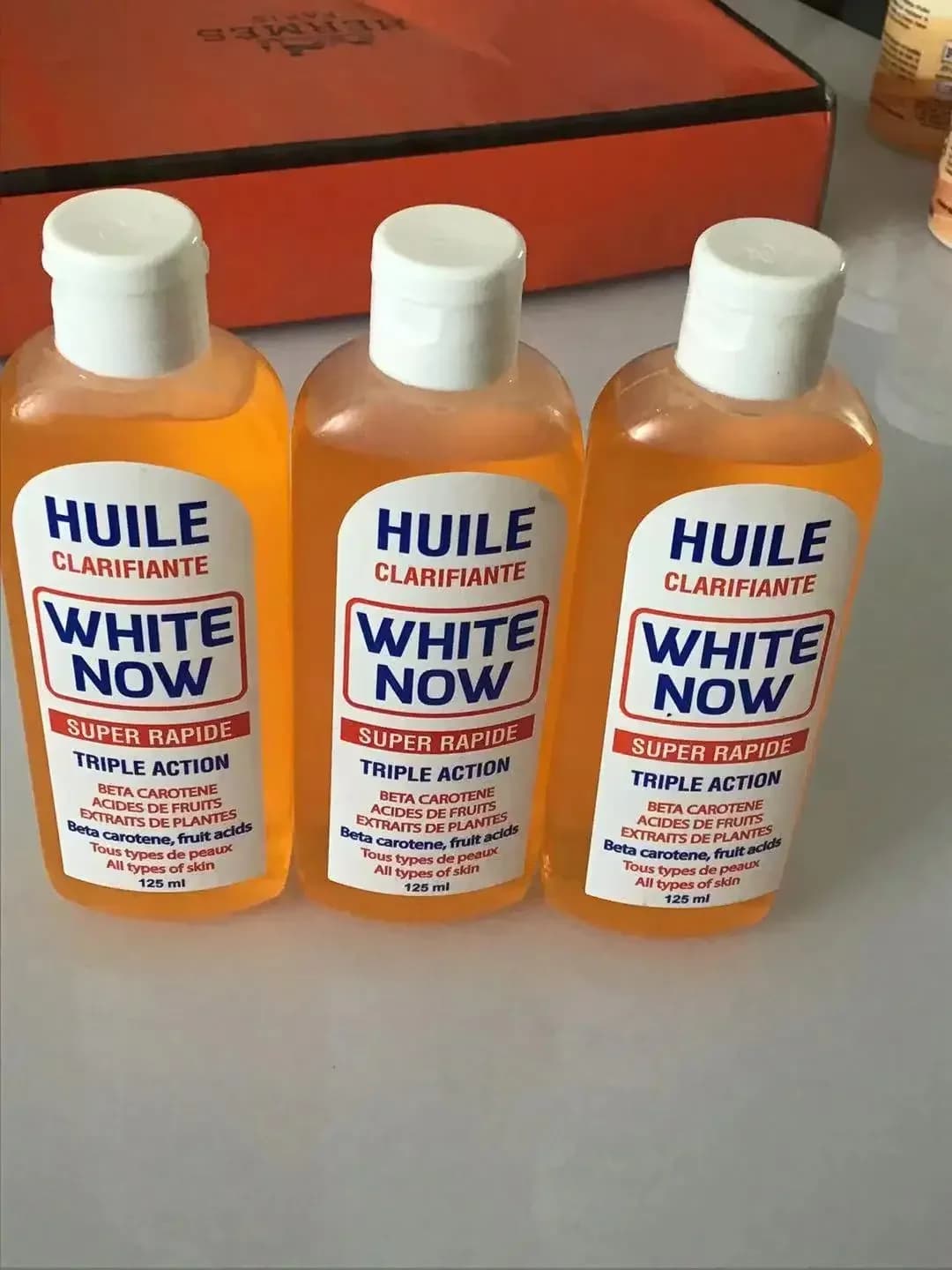 Sérum Huile Clarifiante blanc, 125ml, maintenant, blanchissant, éclaircit le teint, améliore la peau jaunâtre terne