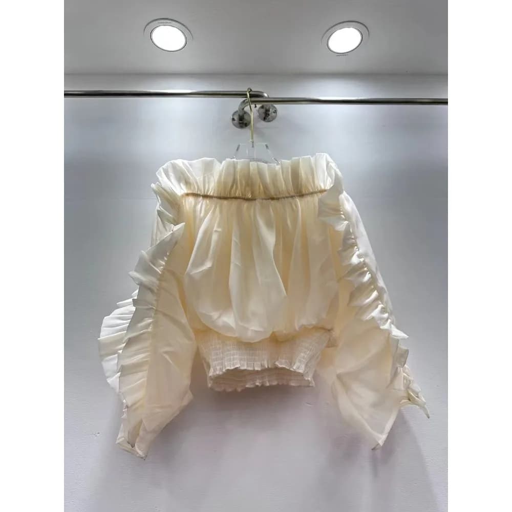 Neploe volants à manches longues Sexy réduction de l'âge Ropa Mujer Slash cou doux épices filles chemise froncé taille mince élégant Moda hauts