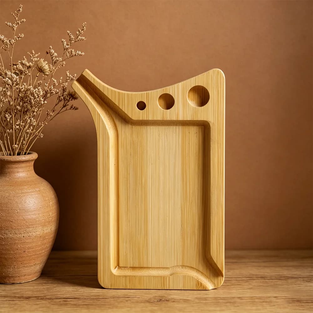 Plateau à rouler le tabac en bois portable avec brosse et support pour cônes pré-roulés