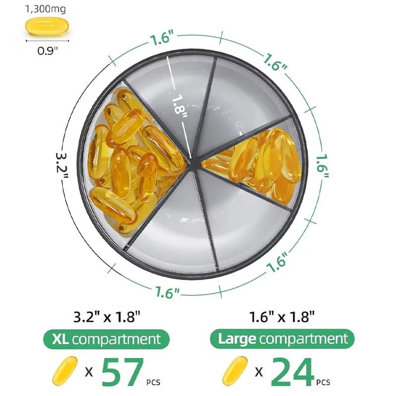 Boîte de rangement Portable pour suppléments de vitamines à 7 compartiments