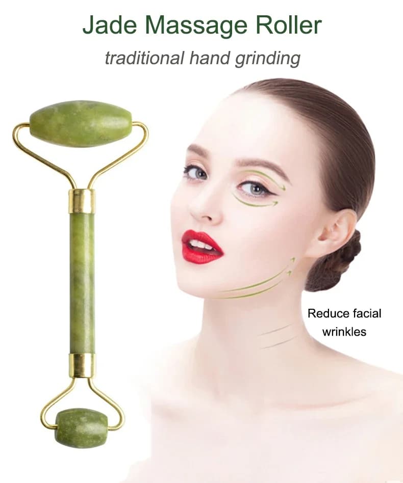 Rouleau de Massage en Jade vert pour le visage
