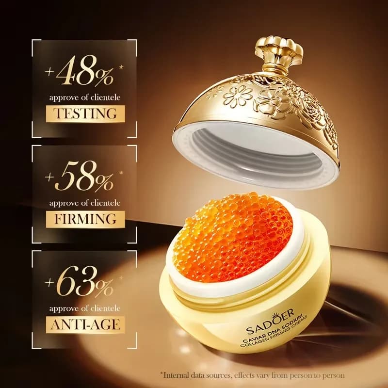 Crème Visage Raffermissante au Caviar Anti-Rides, Collagène Éclaircissant, Hydratation Profonde, Lissante et Illuminatrice – Produits de Soin pour la Peau