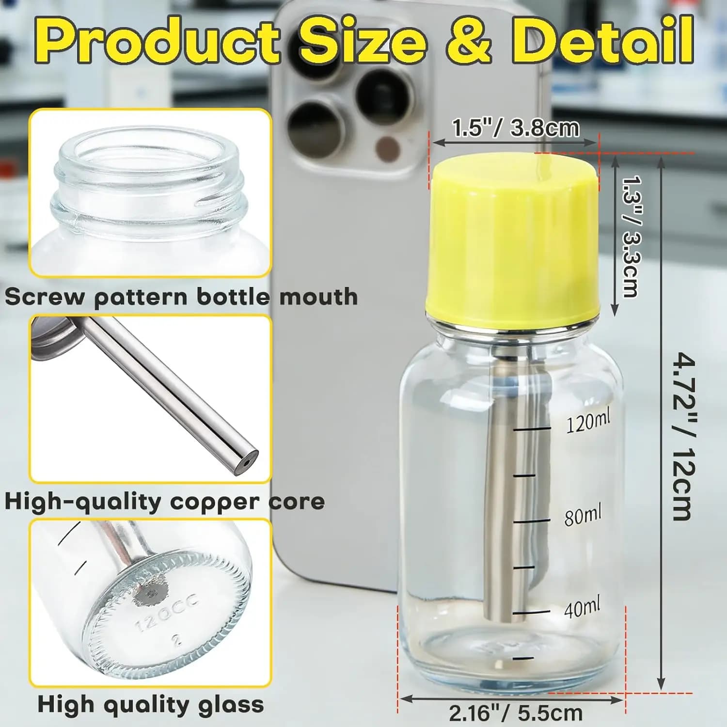 Bouteille distributrice transparente avec pompe de 4 oz / 120 ml