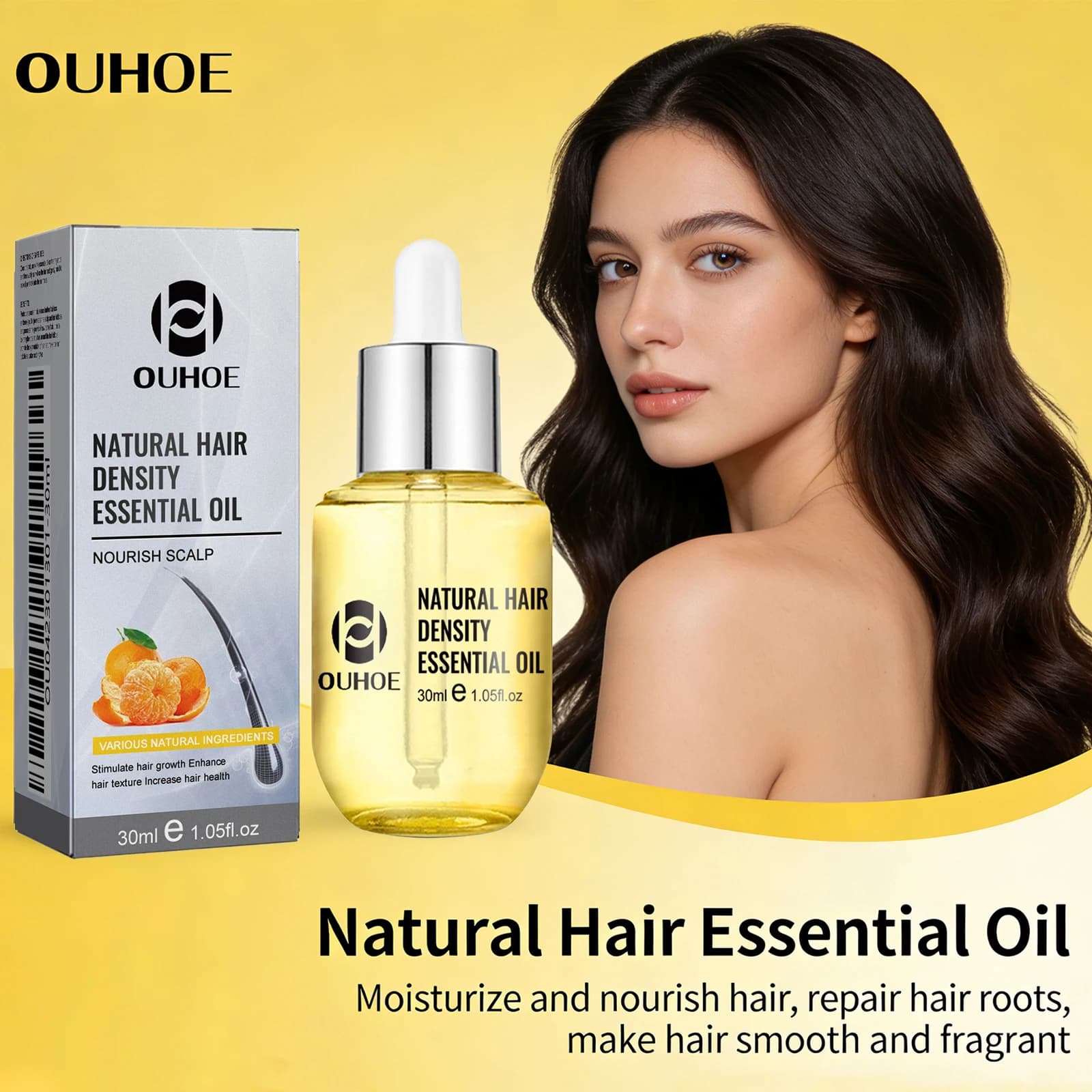 Huile essentielle pour cheveux aux agrumes, anti-chute, réduit la casse, renforce les racines des cheveux, nourrit le cuir chevelu, huile de soin des cheveux pour cheveux secs, 30 ml