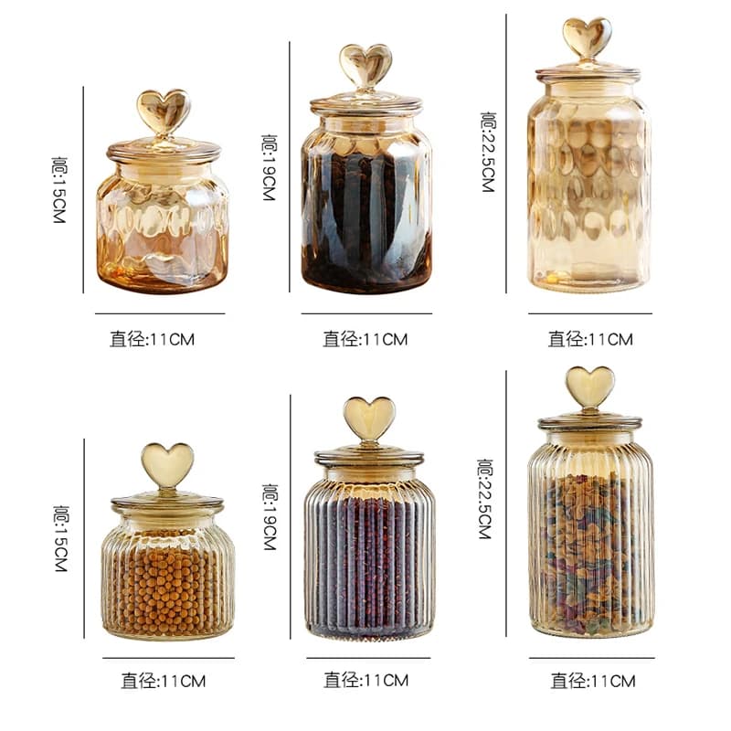Bouteille en verre coeur ambré