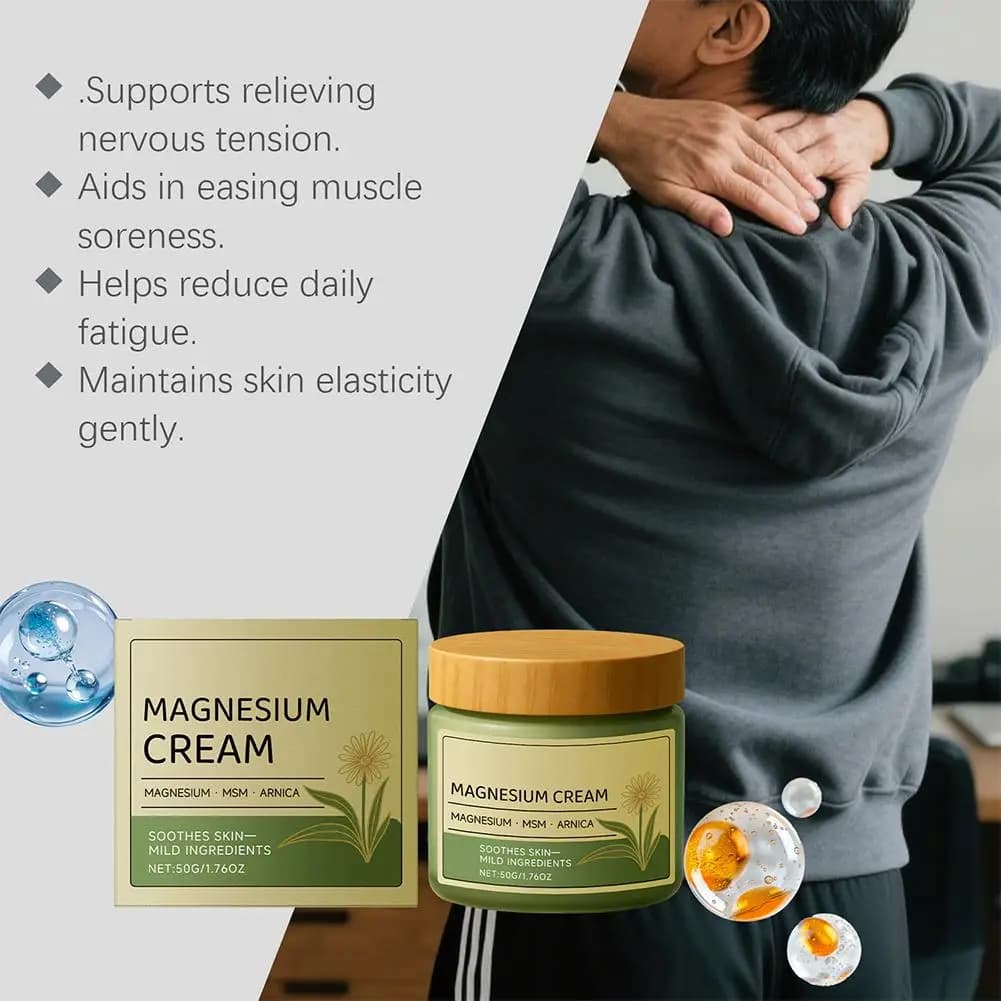 Crème de massage apaisante au magnésium naturel, hydratation longue durée, réparation des peaux sèches, soulagement de l'inconfort corporel, soin nourrissant doux