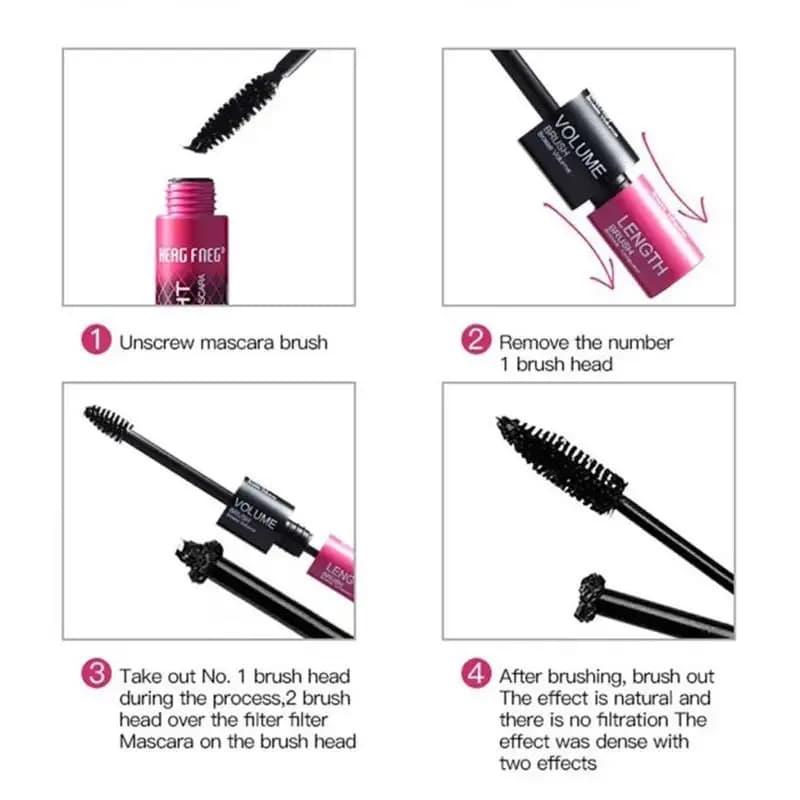 Mascara 2 en 1 noir recourbé, allonge et volumisant le maquillage des cils, imperméable, séchage rapide, produit coréen