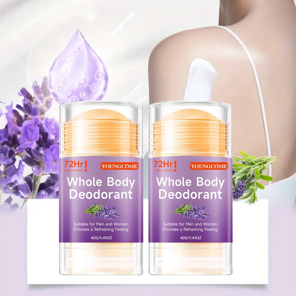 Bâton déodorant naturel pour tout le corps, Base d'huile de noix de coco, sans alcool, ensemble de 60g, déodorant pêche adapté aux voyages, élimination des aisselles