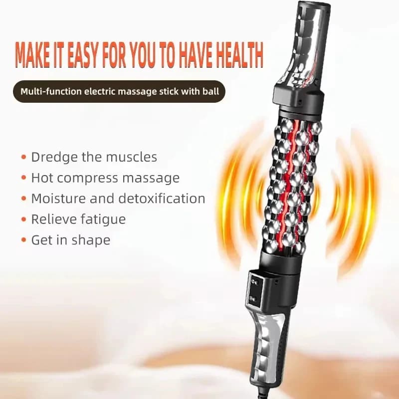 NOUVEAU Rouleau chauffant électrique pour la relaxation musculaire, massage rotatif à 360° avec lumière rouge, soulagement de la fatigue, bâton de massage amincissant pour le corps