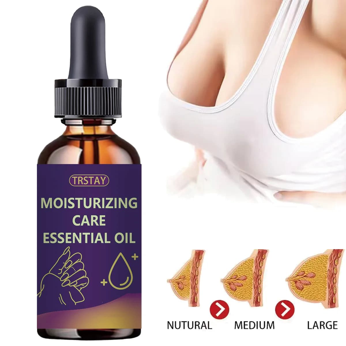 L'huile essentielle de massage du sein augmente la taille musculaire