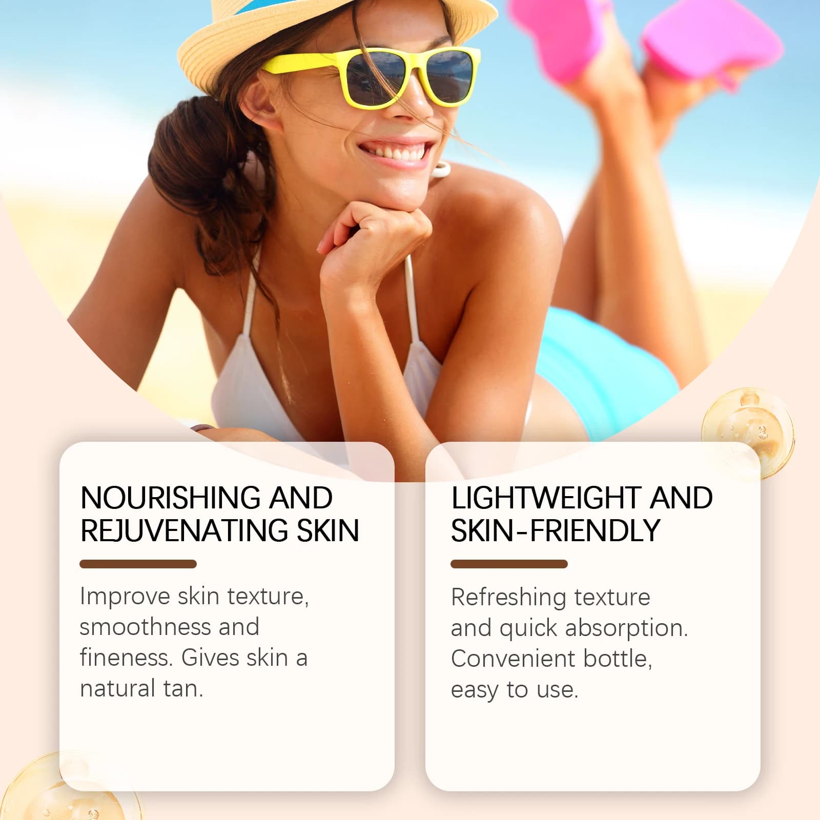 O ​ CEAURA huile de bronzage foncée de noix de coco bronzante longue durée en plein air été plage marron longue durée sans soleil faux Tan Lotion pour le corps 100m