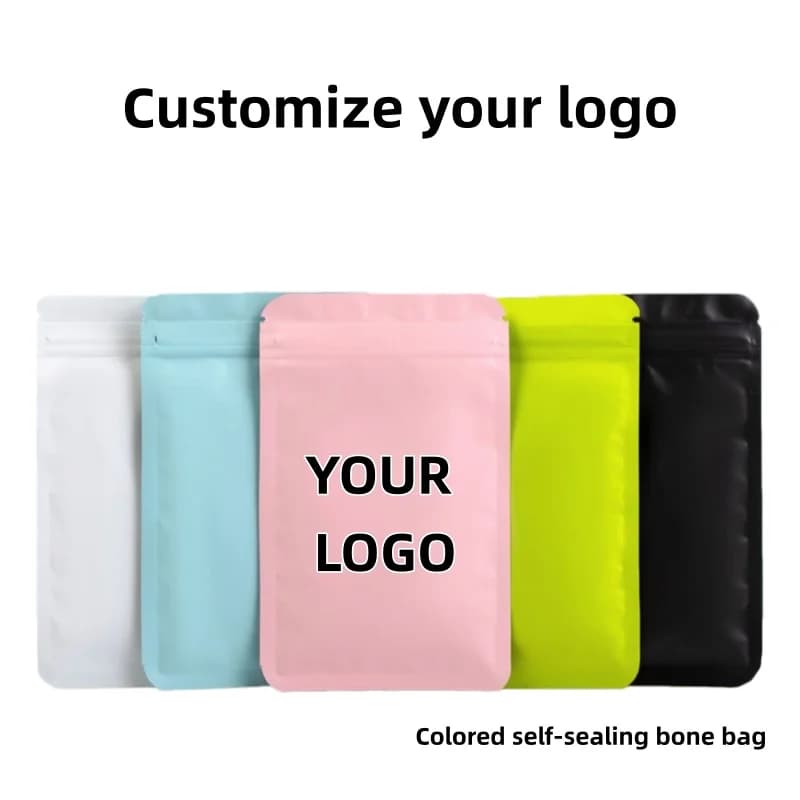 【Logo personnalisé】 100 pièces sac auto-scellant d'emballage de couleur personnalisé, sac de stockage d'échantillons cosmétiques de bijoux de collation usine en gros