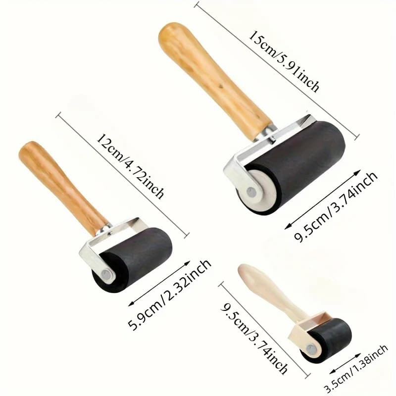 Rouleaux de presse en caoutchouc, rouleaux d'artisanat pour impression, encre, outils de tamponnage, outil de gravure sur bois, rouleau de presse à encre en bois