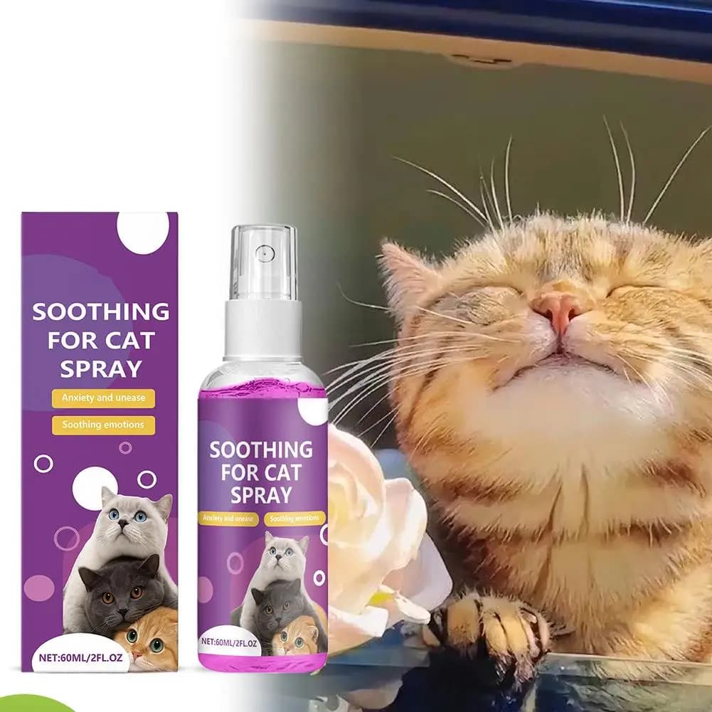 Spray apaisant félin Anti-Stress, 60ml, feromone, Spray apaisant émotionnel, acts naturels à base de plantes, Spray apaisant rapide pour chat