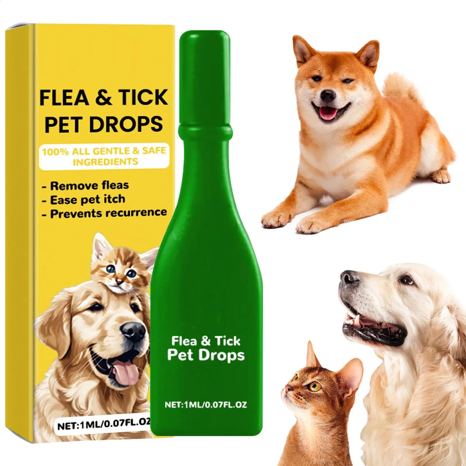 Gouttes anti-puces pour chats : élimination des puces et des tiques, soulagement des démangeaisons cutanées, répulsif externe contre les insectes, fournitures de vermifuges, traitements contre les tiq