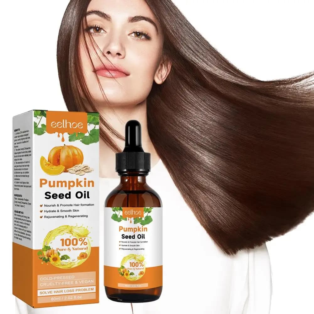 Huile de graines de citrouille pour la croissance des cheveux, huile organique naturelle, hydratante en profondeur des dommages, protection Anti-frisottis, lissante, 5/3/1 pièces