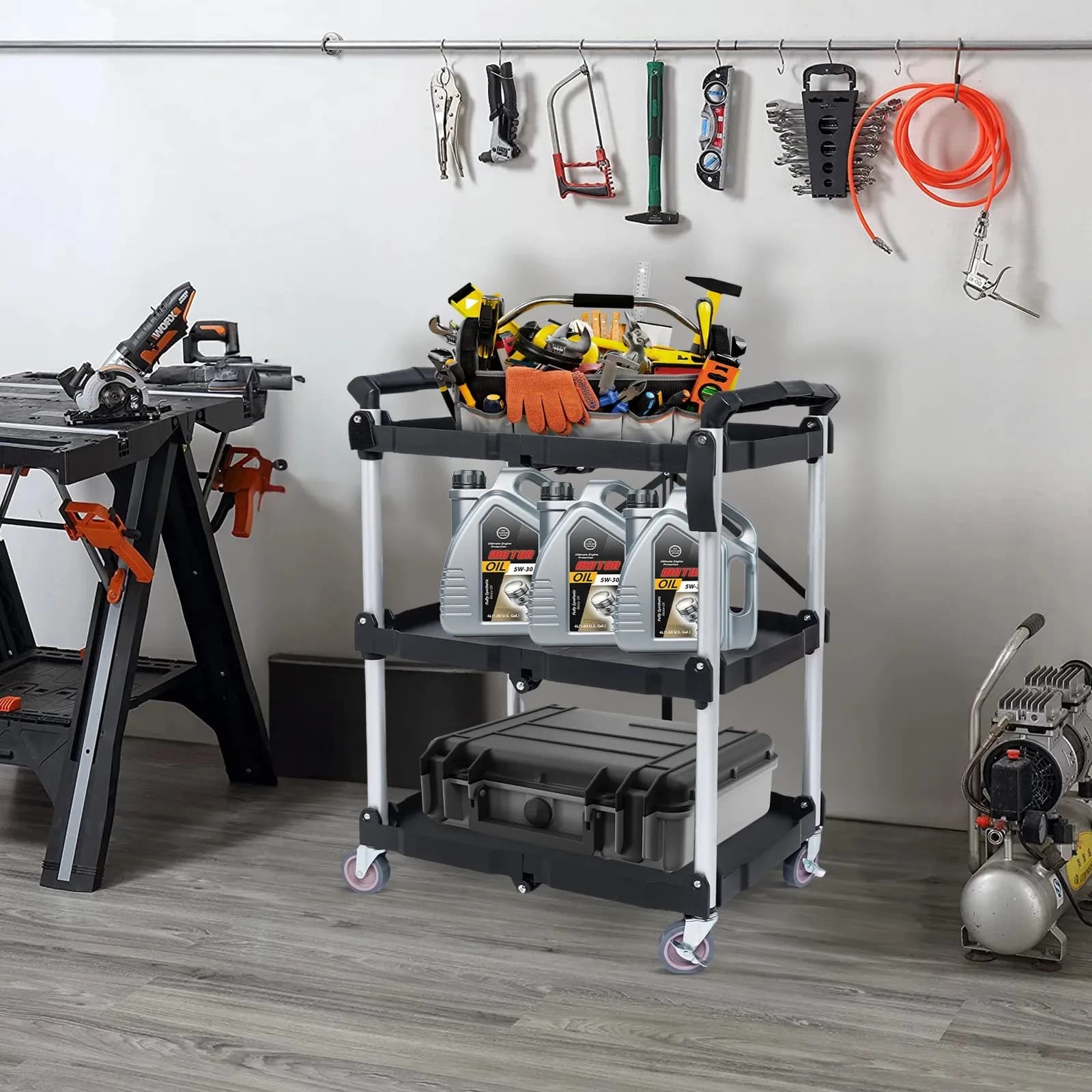 Chariots de service pliables avec roues