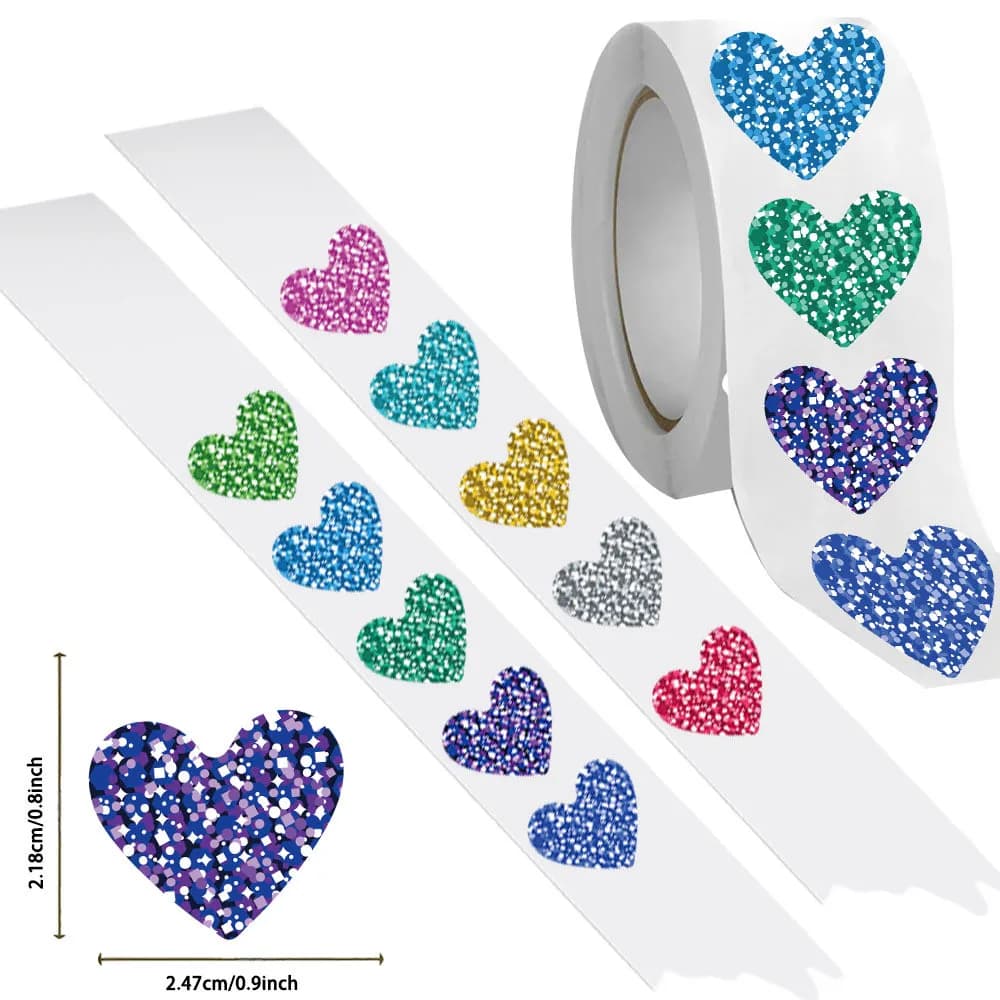 500 autocollants en forme de cœur pour enfants, pour scrapbooking, décoration de coques de téléphone, boutique RecordingYourLife