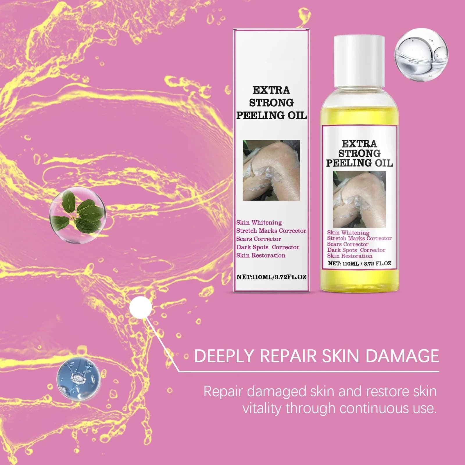 Huile exfoliante jaune pour la peau du corps