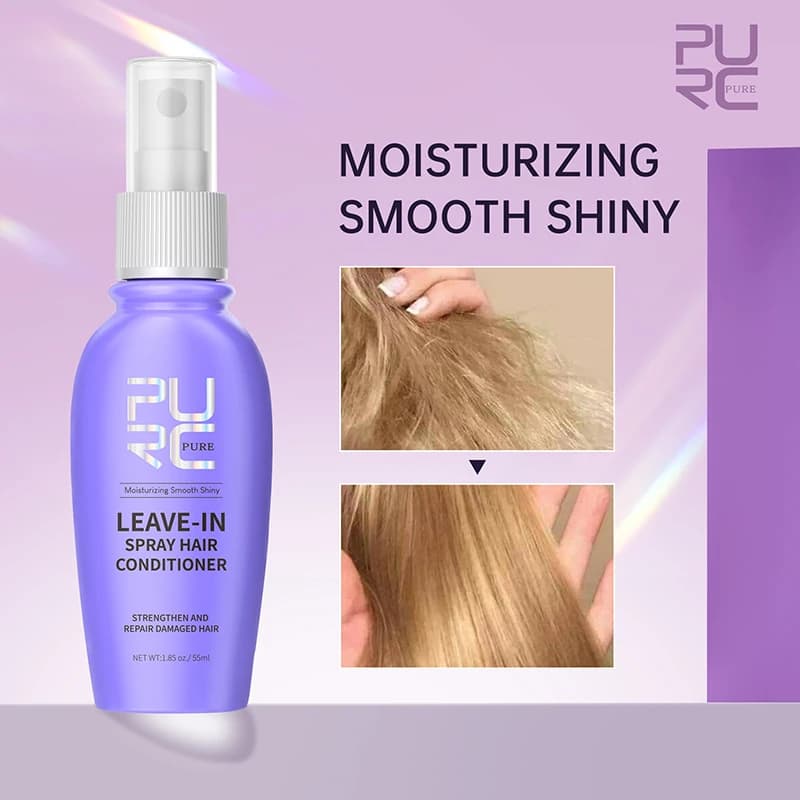 PURC-Spray pour cheveux sans rinçage, huile de revitalisant AMP, réparation des cheveux abîmés, traitement des frisottis, lissage, soin des cheveux brillants et lisses, 55ml