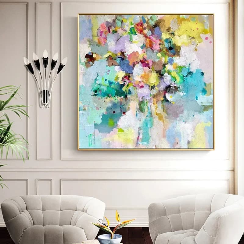 Peinture à l'huile florale abstraite peinte à la main, Art mural de fleurs colorées sur toile, illustration de plantes, décor de maison, salon, chambre à coucher, bureau