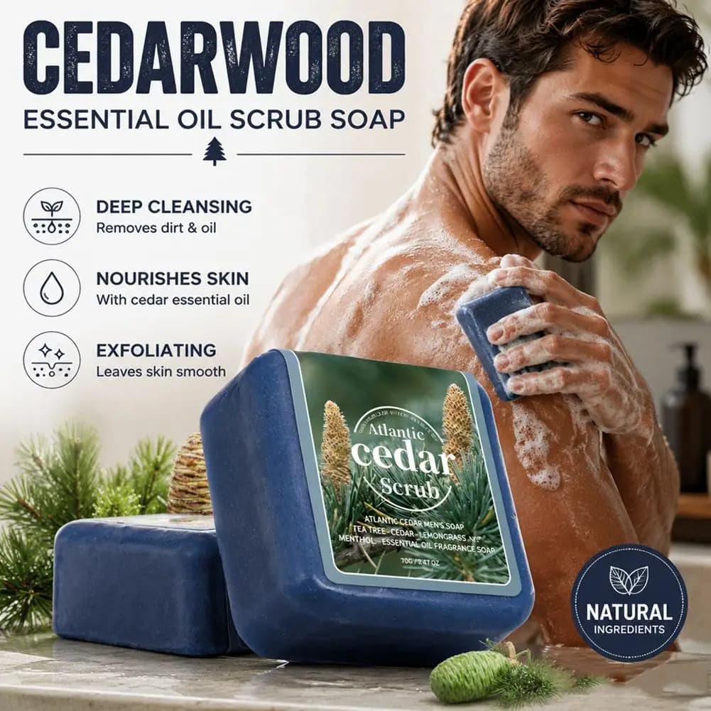 Savon artisanal à l'huile de cèdre pour homme, savon de voyage portable pour hôtel, lavage du visage et du corps, savon hydratant et nettoyant, savon parfumé