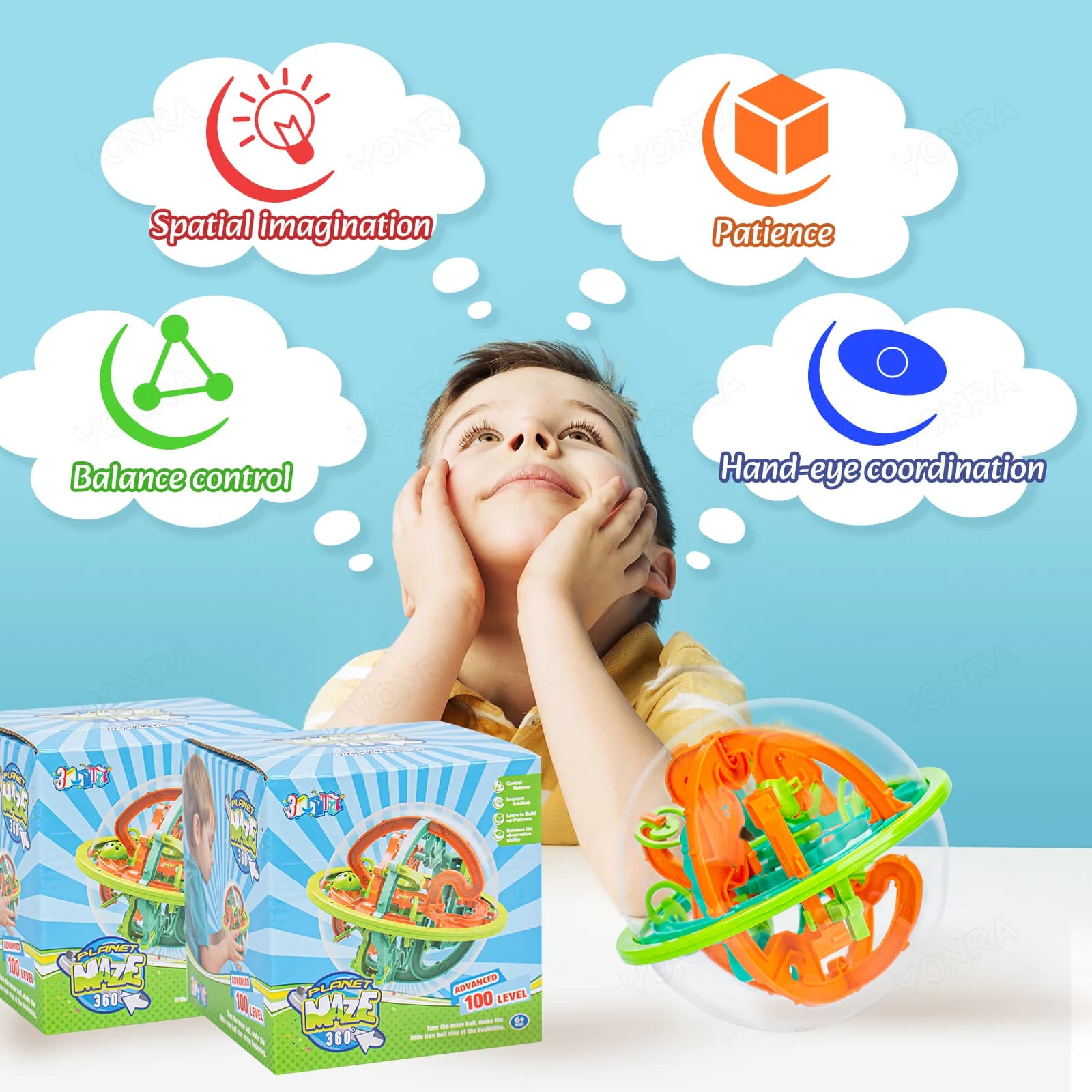 Boule de Puzzle 3D, jeu de cerveau, jouets pour enfants, boule en acier, boule de labyrinthe, jeu de labyrinthe 3D avec 100 Obstacles, cadeaux d'anniversaire pour garçons et filles