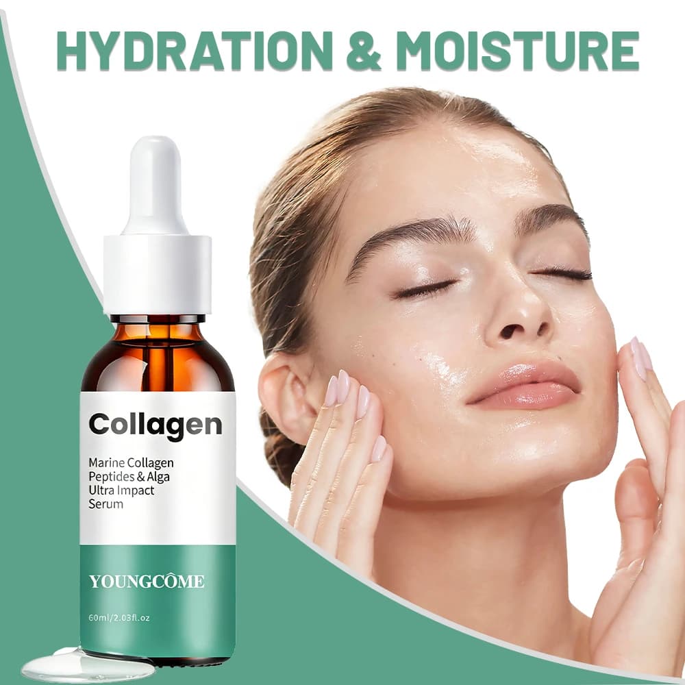 Sérum Facial au Collagène Marin et à l'Acide Hyaluronique, Sérum Quotidien Raffermissant et Liftant pour la Réduction des Rides, Diminue les rides