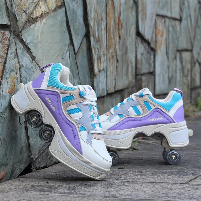 Chaussures de Parkour à déformation rétractable, 4 chaussures de patinage à roulettes pour enfants et adultes, baskets unisexes de rue, Fitness urbain, chaussures de patinage Quad