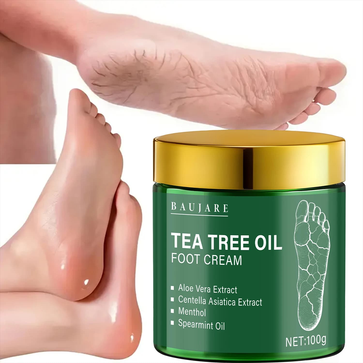 Crème pour les pieds à l'huile d'arbre à thé à l'aloe vera