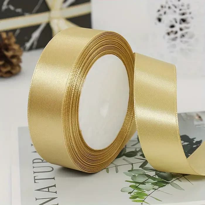 2 rouleaux de ruban de satin doré champagne – Ruban d'emballage cadeau brillant de luxe pour mariage
