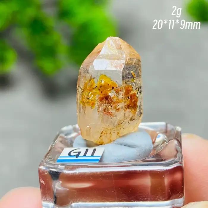 Rareté : Spécimen minéral de cristal de pétrole 100 % naturel, quartz galline à effet fluorescent, p