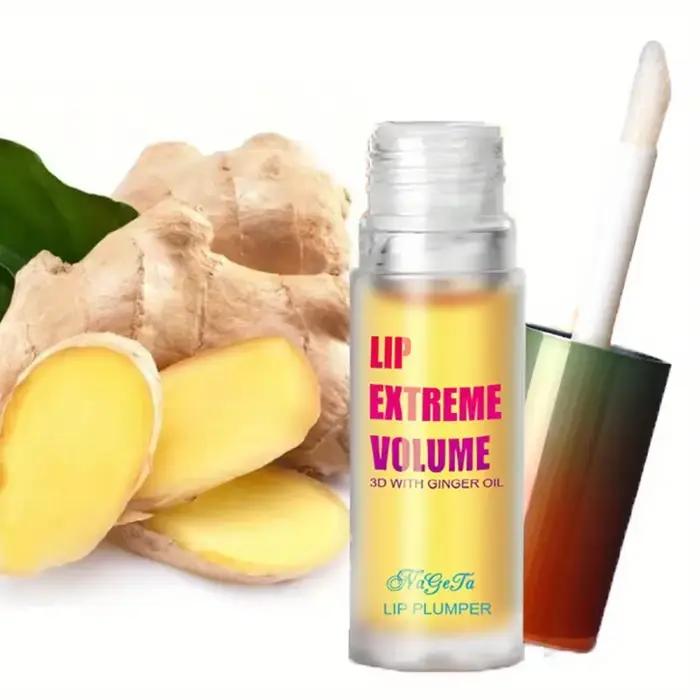 Huile repulpante pour les lèvres au gingembre et à la menthe, sérum volumisant pour les lèvres plus