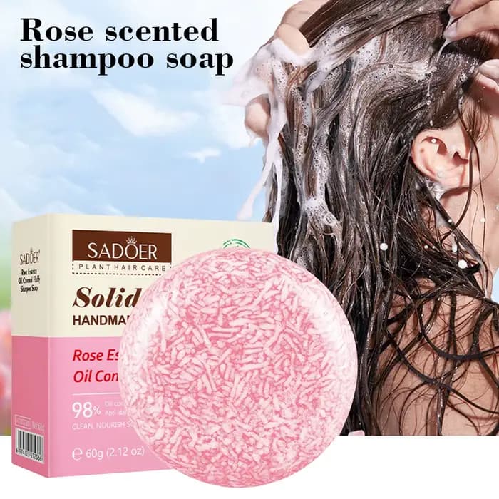 Savon shampooing au parfum de Rose, savon aux huiles essentielles végétales, nettoyage en profondeur