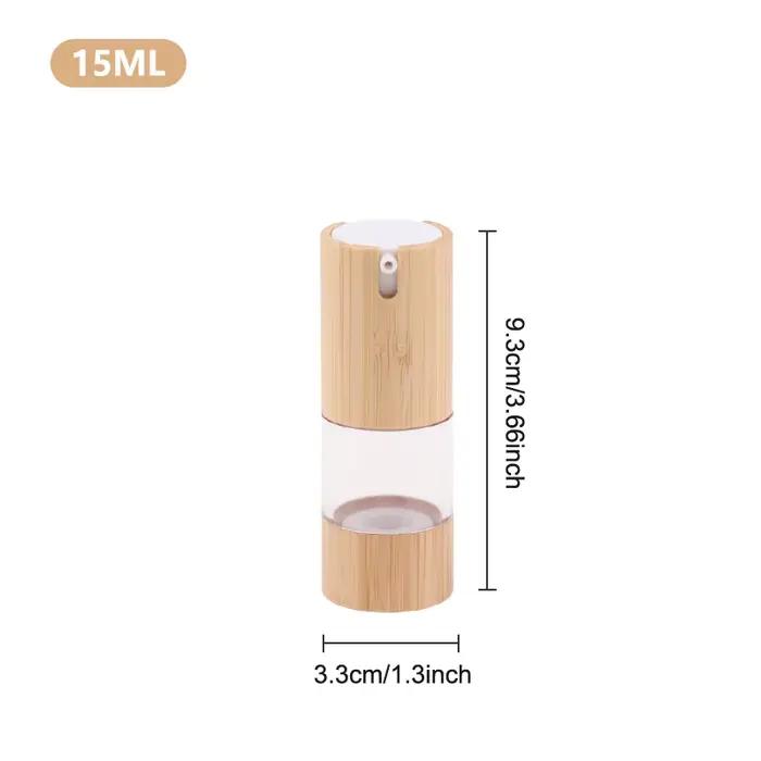 Bouteilles à pompe sans air en bambou et verre - Contenants de voyage rechargeables pour les soins d