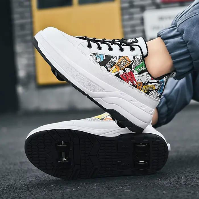 Chaussures de patin à roulettes à déformation, patins professionnels à double roue, parkour extérieu