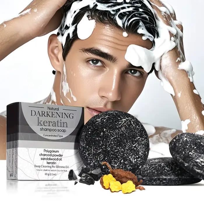XF 60g Savon noir Shampooing solide Shampooing végétalien biologique pour tous les types de cheveux