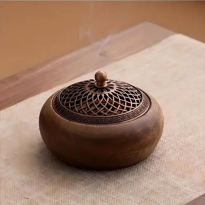 Brûleur d'encens en bois massif, brûleur d'aromathérapie d'intérieur avec encens en bois de santal,