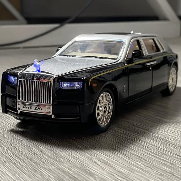 Modèle de voiture Rolls Royce Phantom Mansory en alliage moulé sous pression et véhicules jouets, son et lumière, arrière nervuré, cadeaux pour enfants, 1:24
