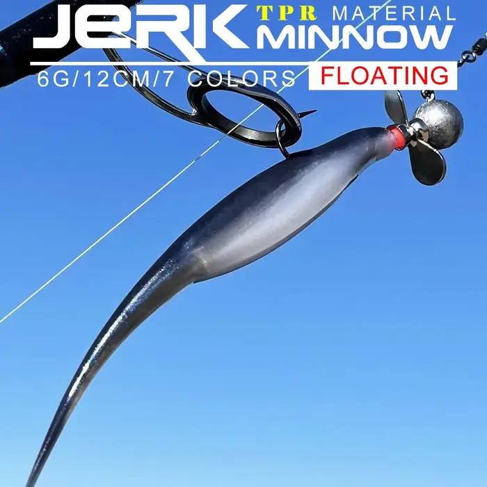 RoseWood TPR flottant Jerk appât Shad doux leurre de pêche appât de natation 4.72 "lumière fendue queue artificielle goutte tir basse attirail